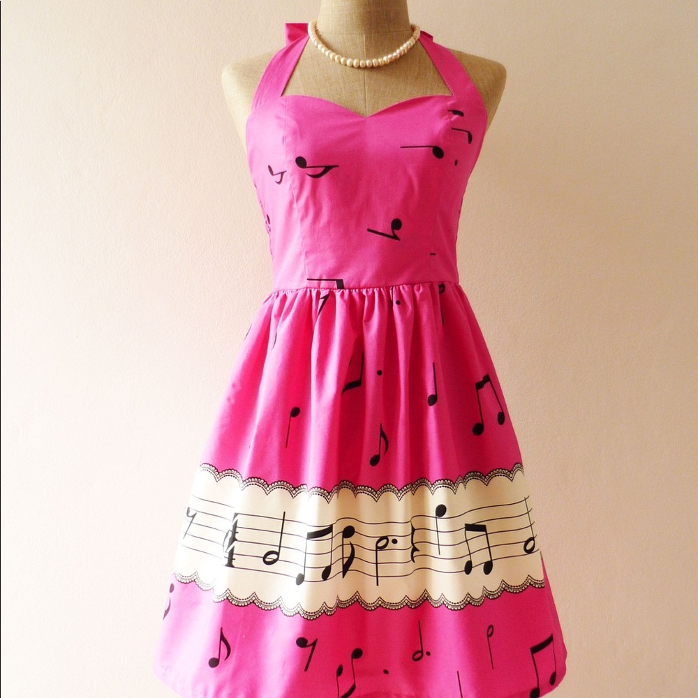 Modcloth Pink Musical Note Dress